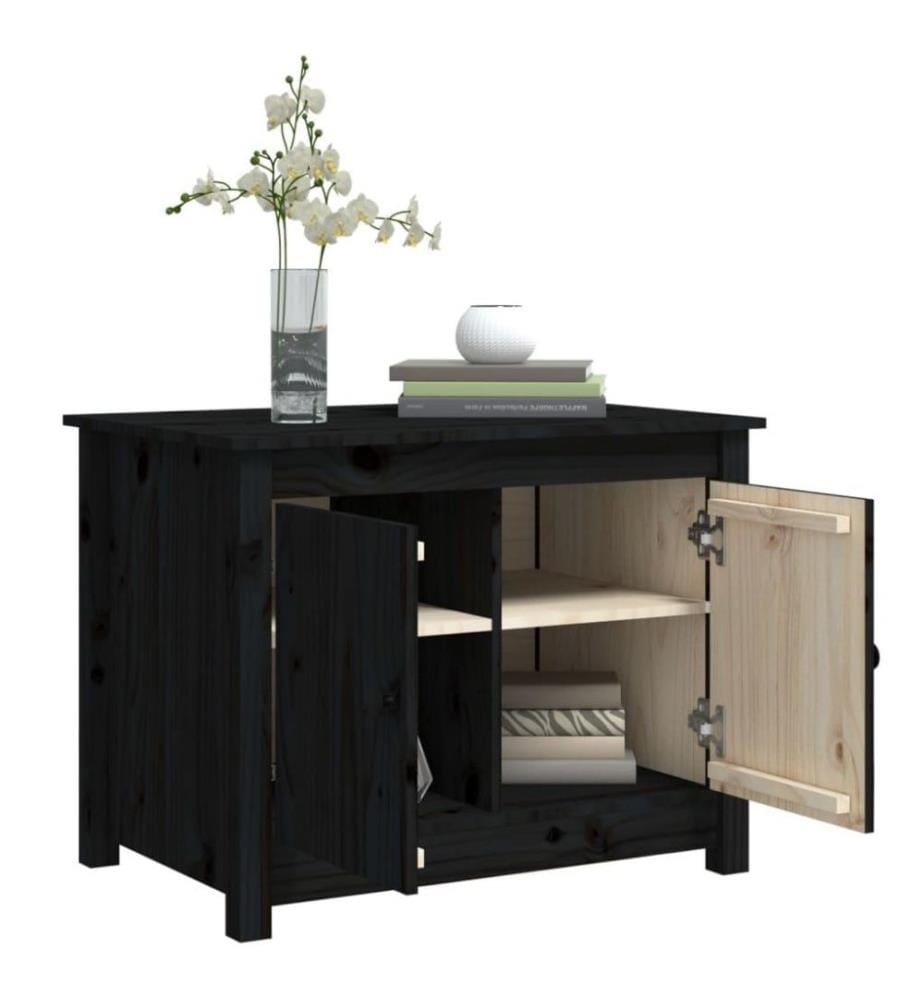 Couchtisch Schwarz 71x49x55 cm Massivholz Kiefer
