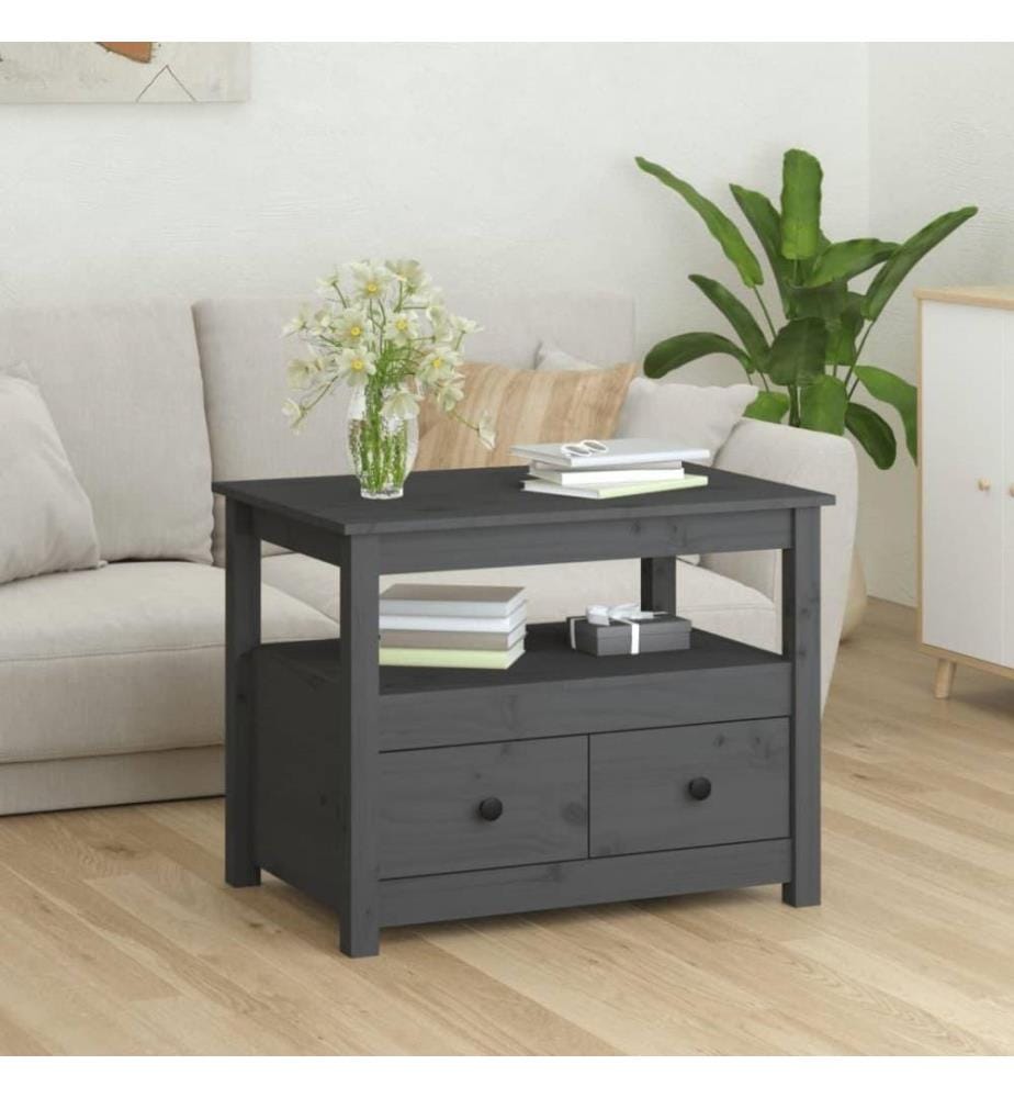 Couchtisch Grau 71x49x55 cm Massivholz Kiefer