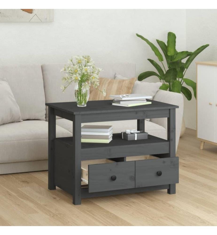 Couchtisch Grau 71x49x55 cm Massivholz Kiefer