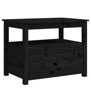 Couchtisch Schwarz 71x49x55 cm Massivholz Kiefer