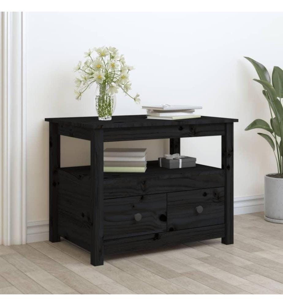 Couchtisch Schwarz 71x49x55 cm Massivholz Kiefer