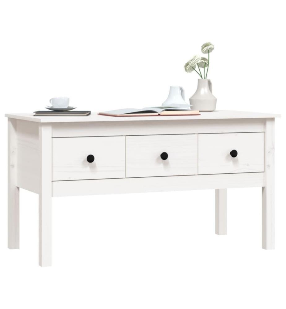 Couchtisch Weiss 102x49x55 cm Massivholz Kiefer