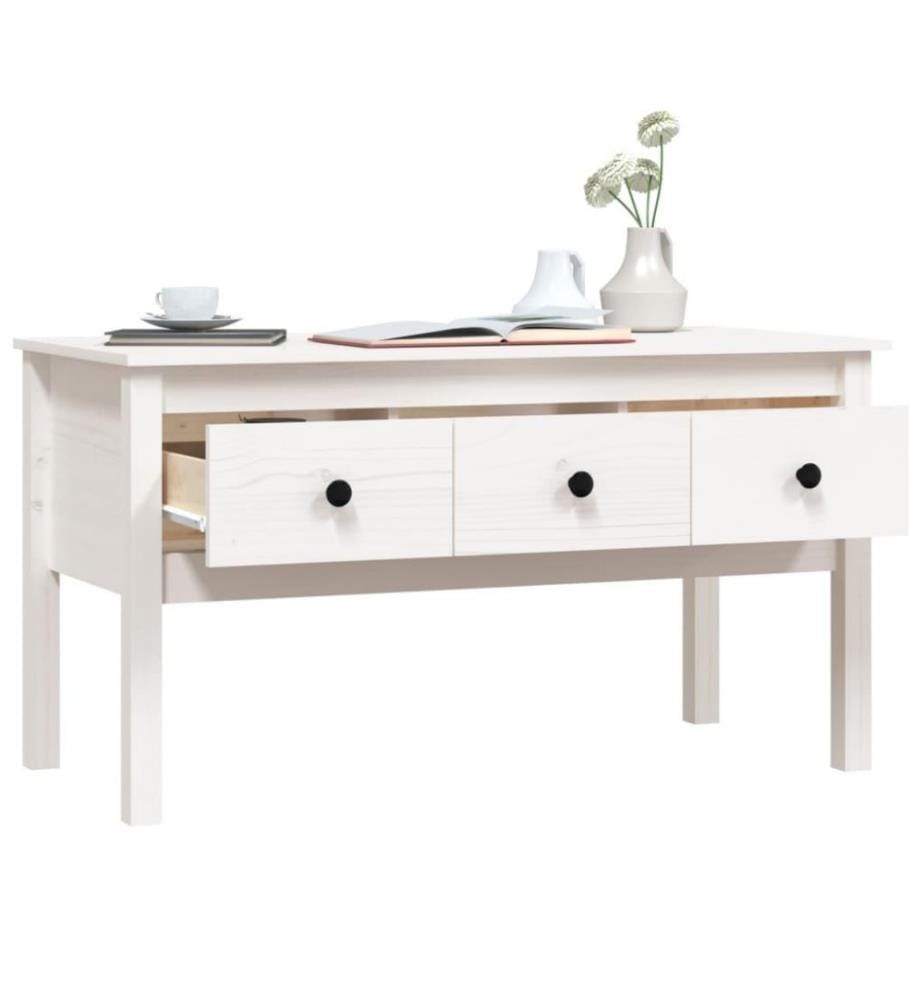 Couchtisch Weiss 102x49x55 cm Massivholz Kiefer