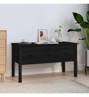 Couchtisch Schwarz 102x49x55 cm Massivholz Kiefer
