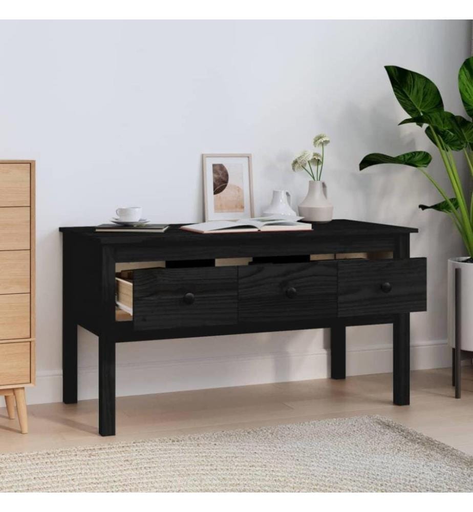 Table basse Noir 102x49x55 cm Bois massif de pin