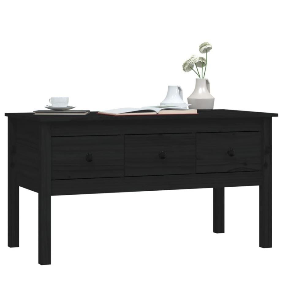 Table basse Noir 102x49x55 cm Bois massif de pin