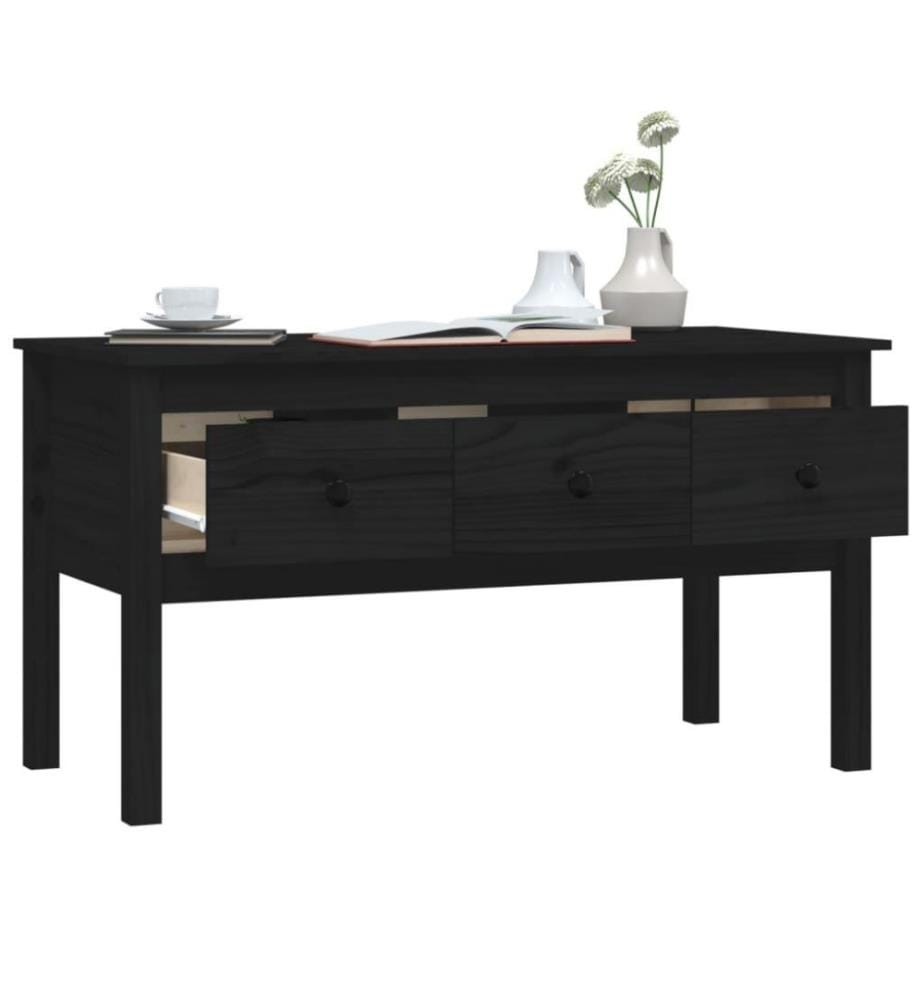 Table basse Noir 102x49x55 cm Bois massif de pin