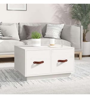 Couchtisch Weiss 60x53x35 cm Massivholz Kiefer