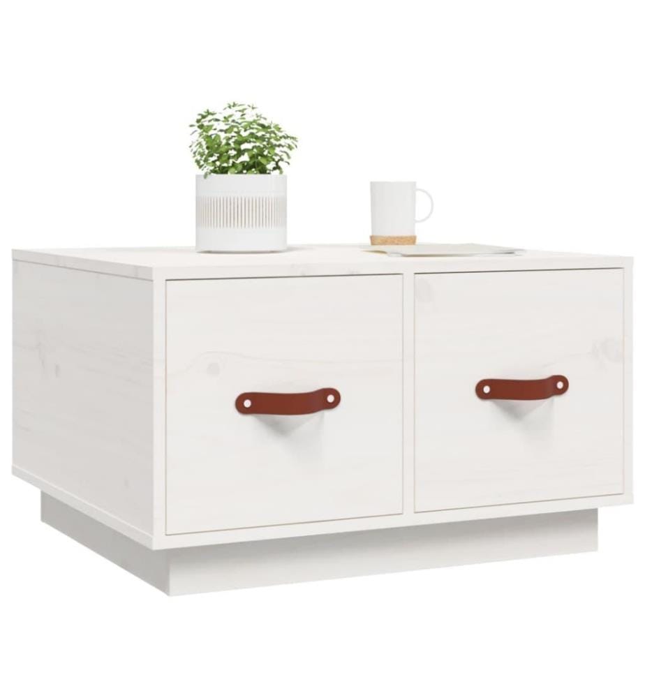 Couchtisch Weiss 60x53x35 cm Massivholz Kiefer