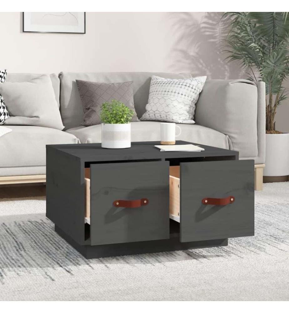 Couchtisch Grau 60x53x35 cm Massivholz Kiefer
