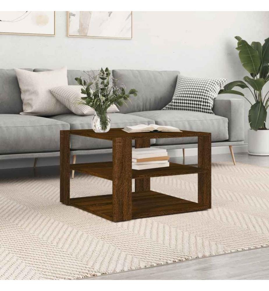 Table basse chêne marron 59,5x59,5x40 cm bois d'ingénierie