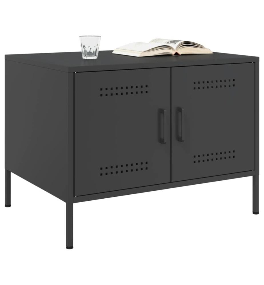 Table basse noir 68x50x50,5 cm acier laminé à froid