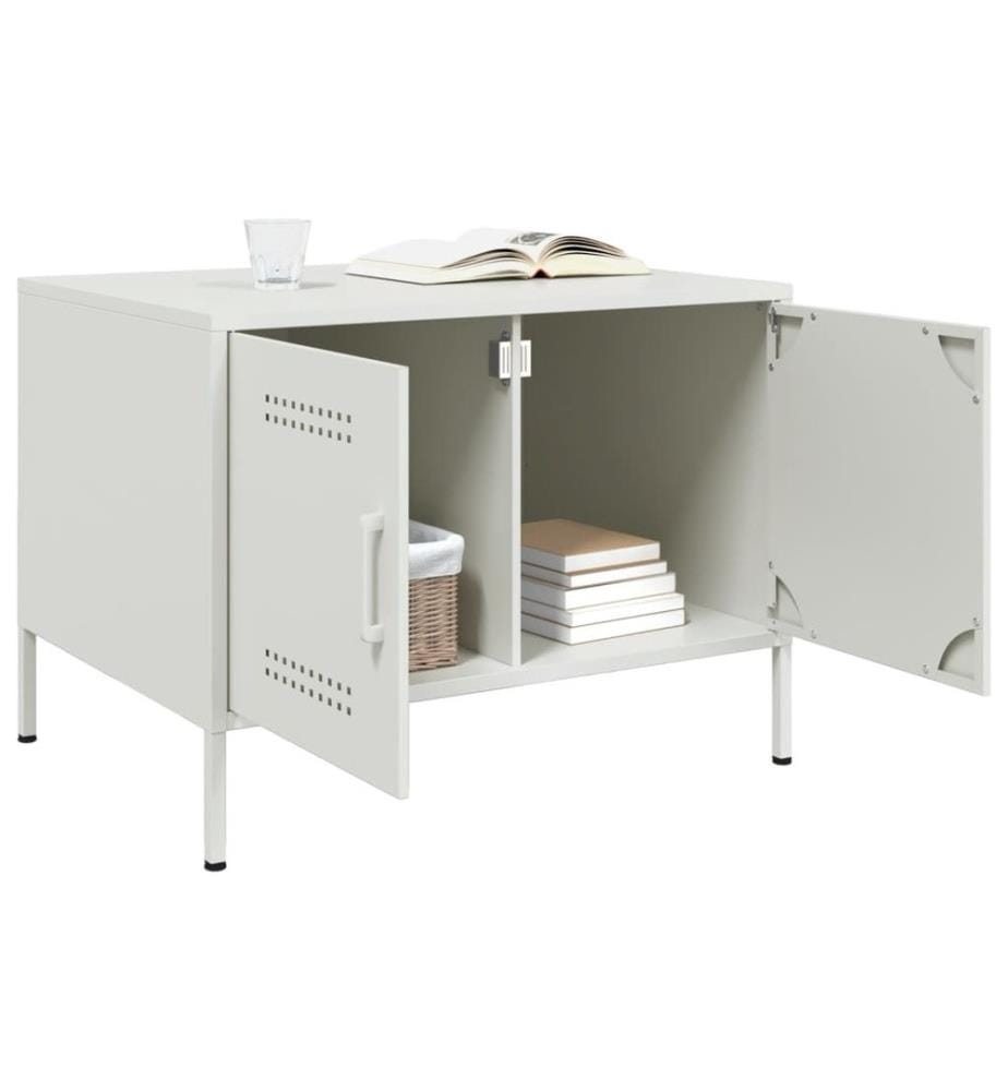 Couchtisch Weiss 68x50x50,5 cm Kaltgewalzter Stahl