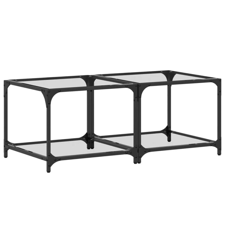 Tables basses avec dessus en verre transparent 2 pcs acier