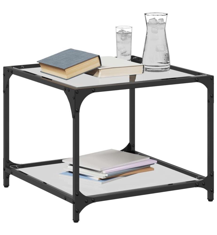 Tables basses avec dessus en verre transparent 2 pcs acier