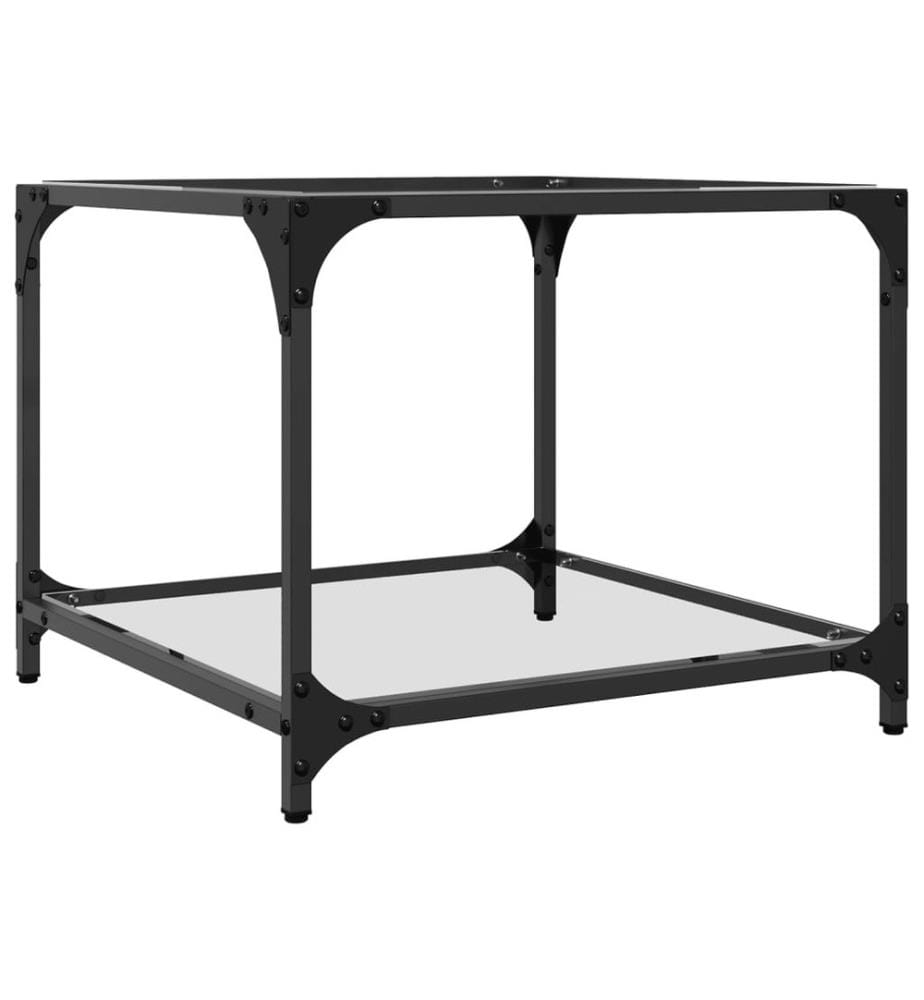 Tables basses avec dessus en verre transparent 2 pcs acier