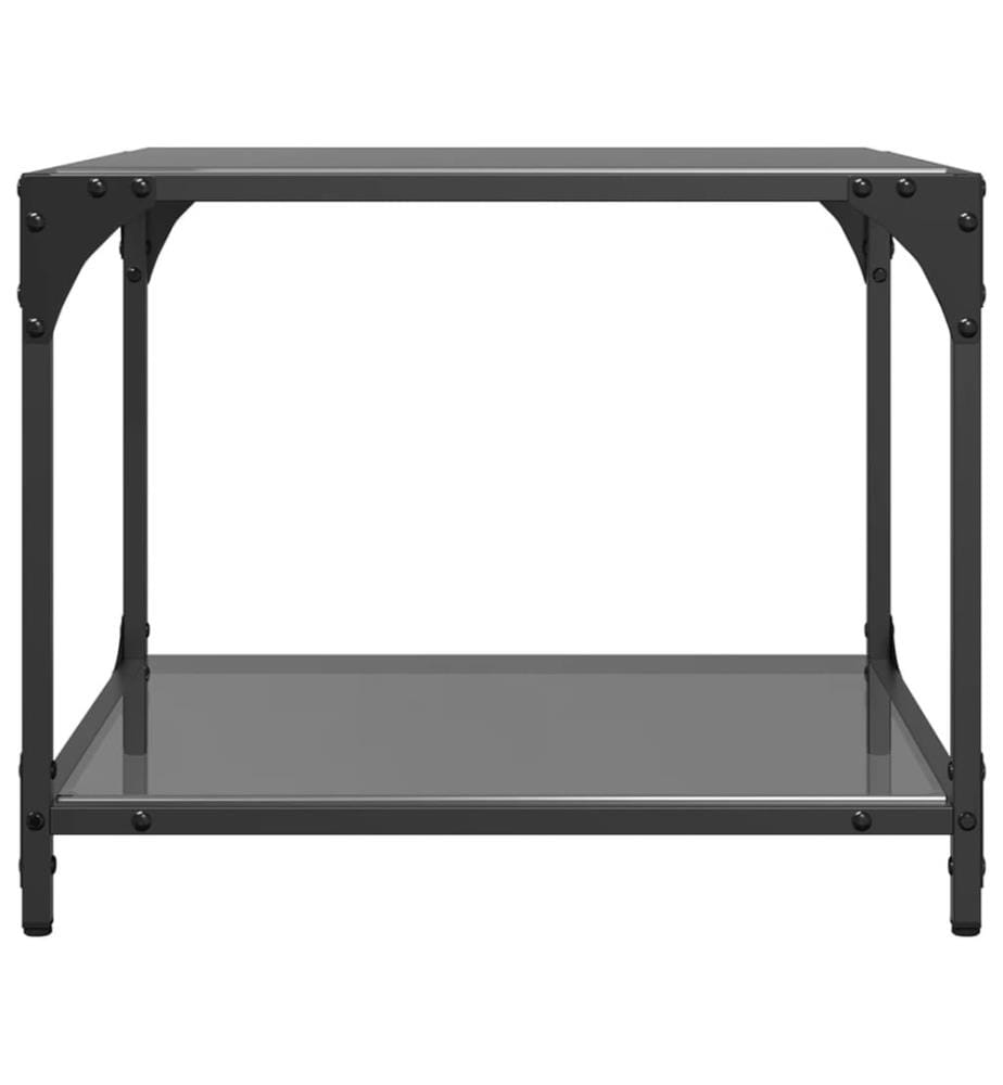 Couchtische mit Glasplatte 2 Stk. Schwarz 50x50x40 cm Stahl