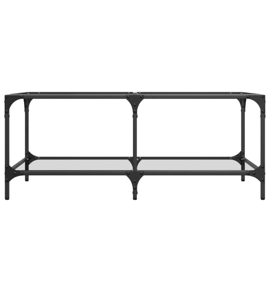 Table basse avec dessus en verre transparent 98,5x50x40cm acier