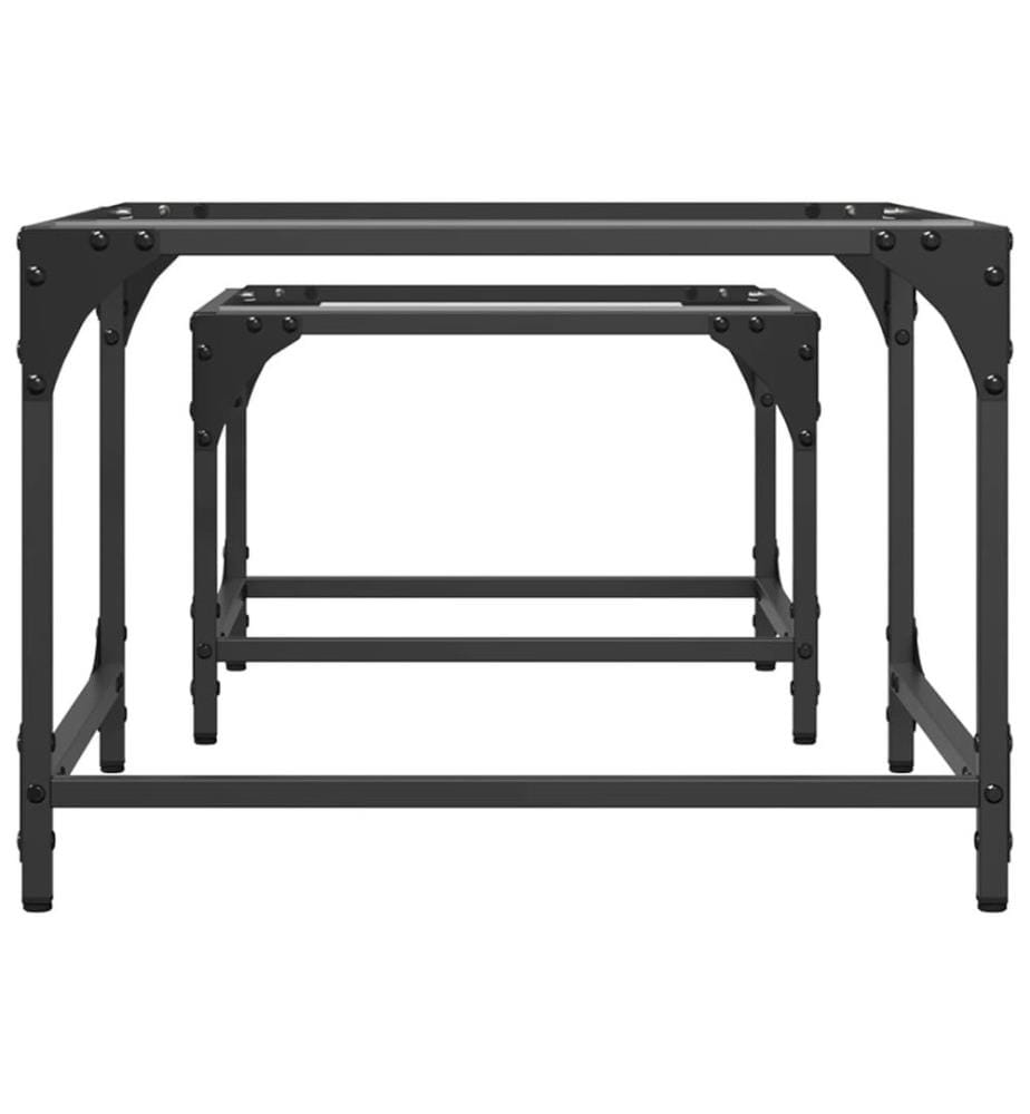 Tables basses gigognes 2 pcs dessus en verre transparent acier