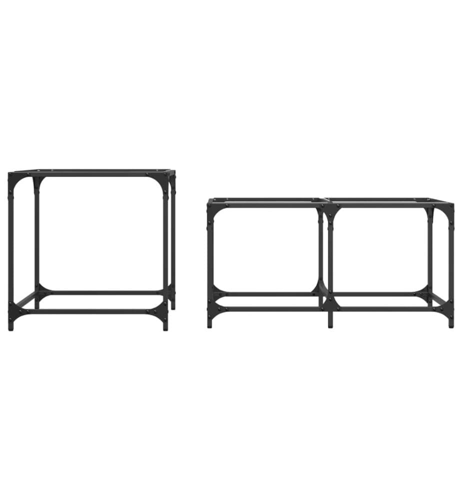 Tables basses gigognes 2 pcs dessus en verre transparent acier