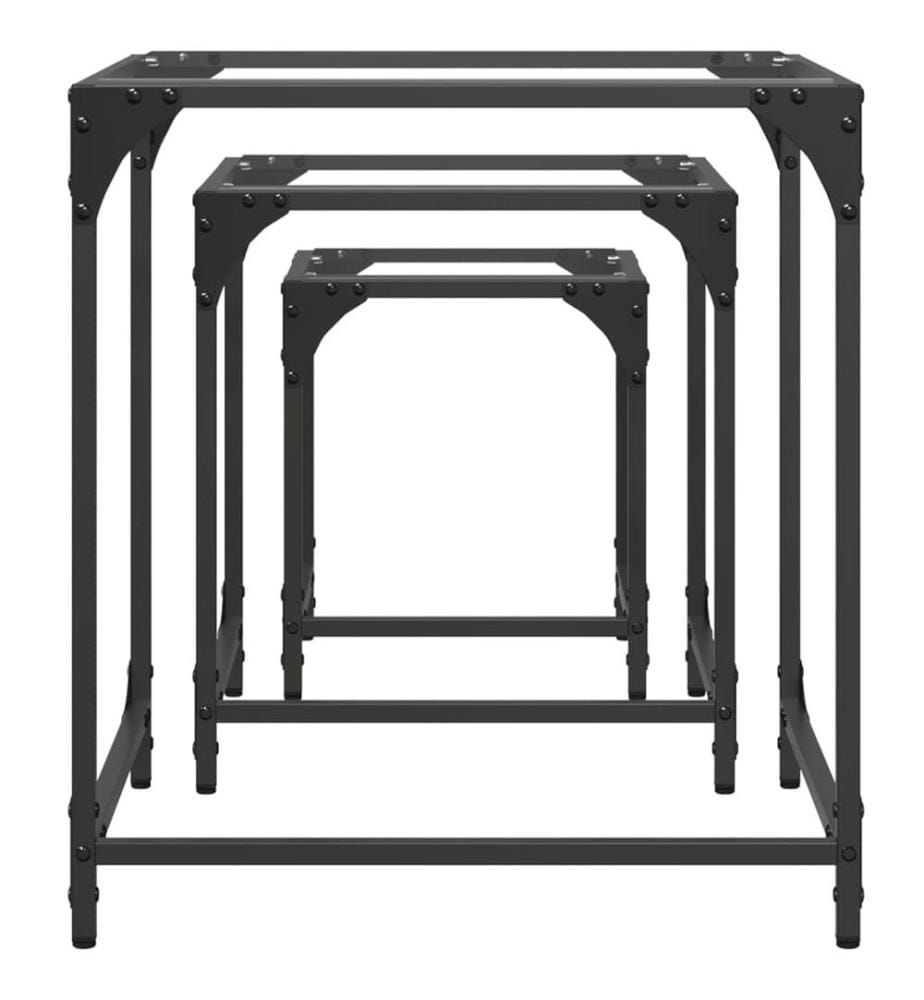 Tables basses gigognes 3 pcs dessus en verre transparent acier