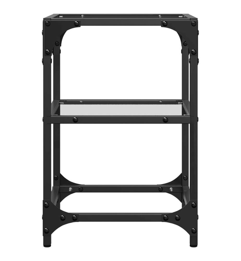 Tables basses avec dessus en verre transparent 2 pcs acier
