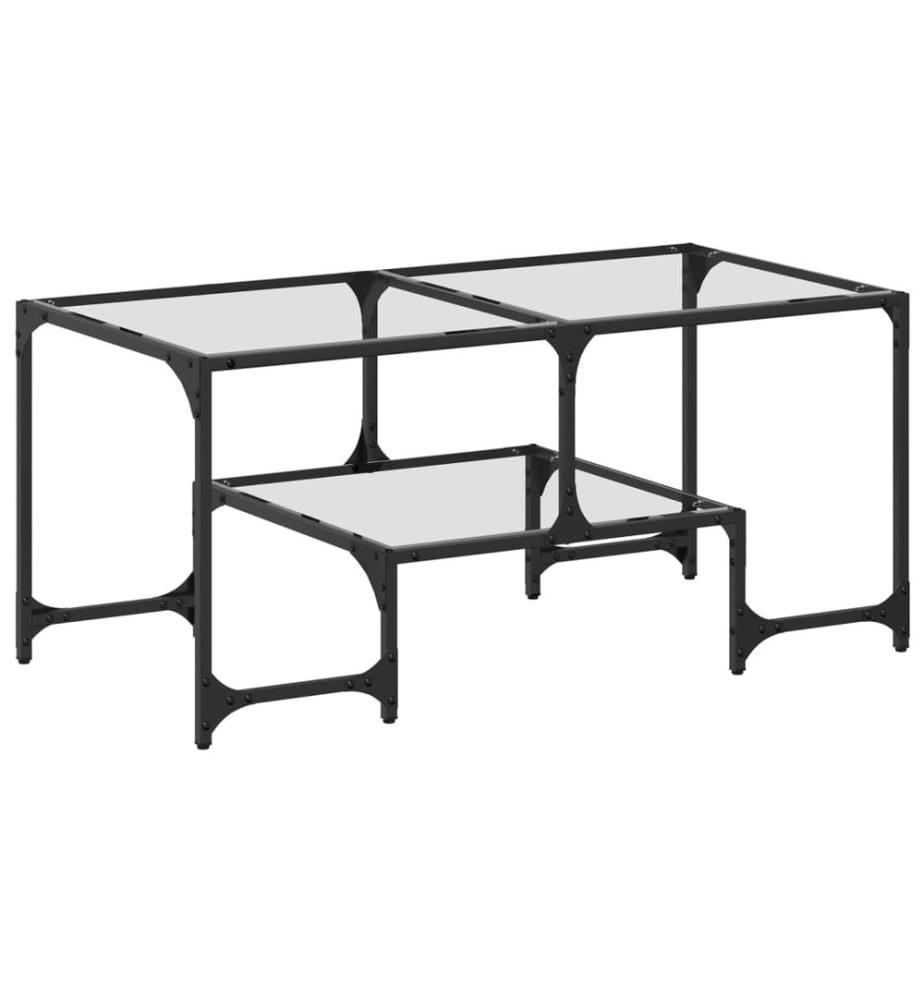 Couchtisch mit Glasplatte Transparent 98,5x50x45 cm Stahl