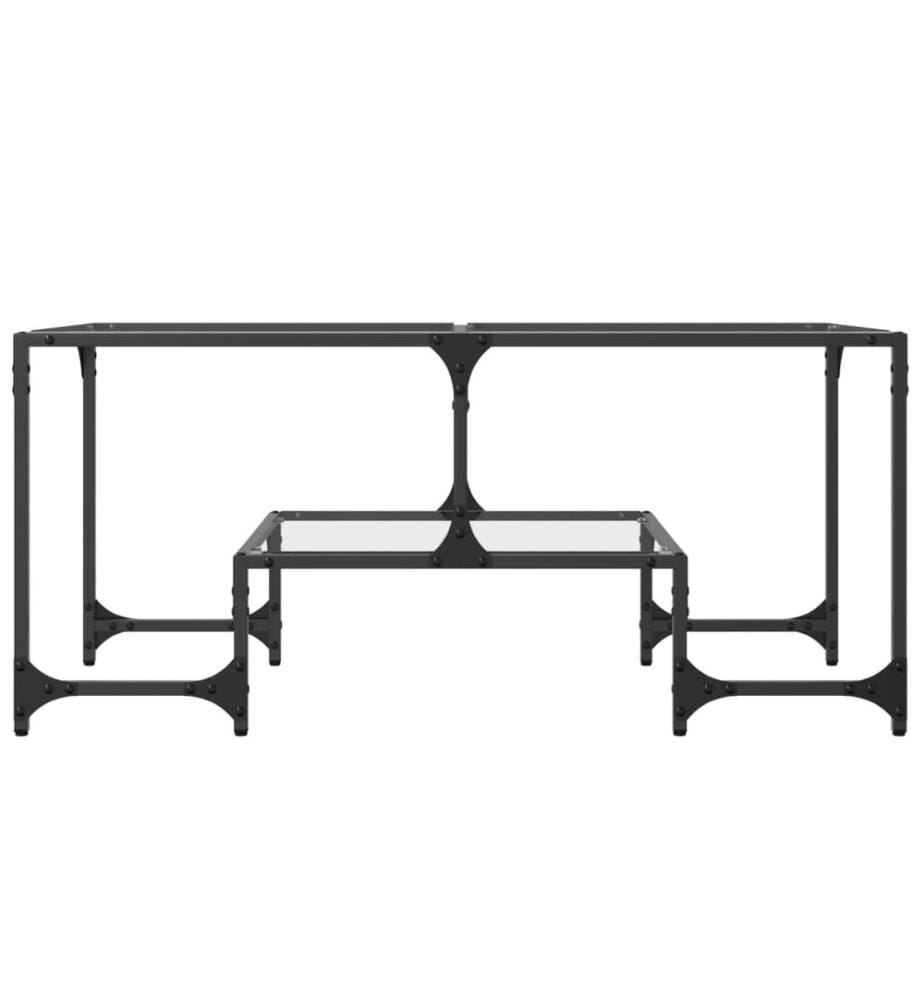 Couchtisch mit Glasplatte Transparent 98,5x50x45 cm Stahl