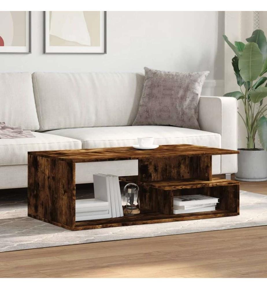 Table basse chêne fumé 102x55x35 cm bois d'ingénierie