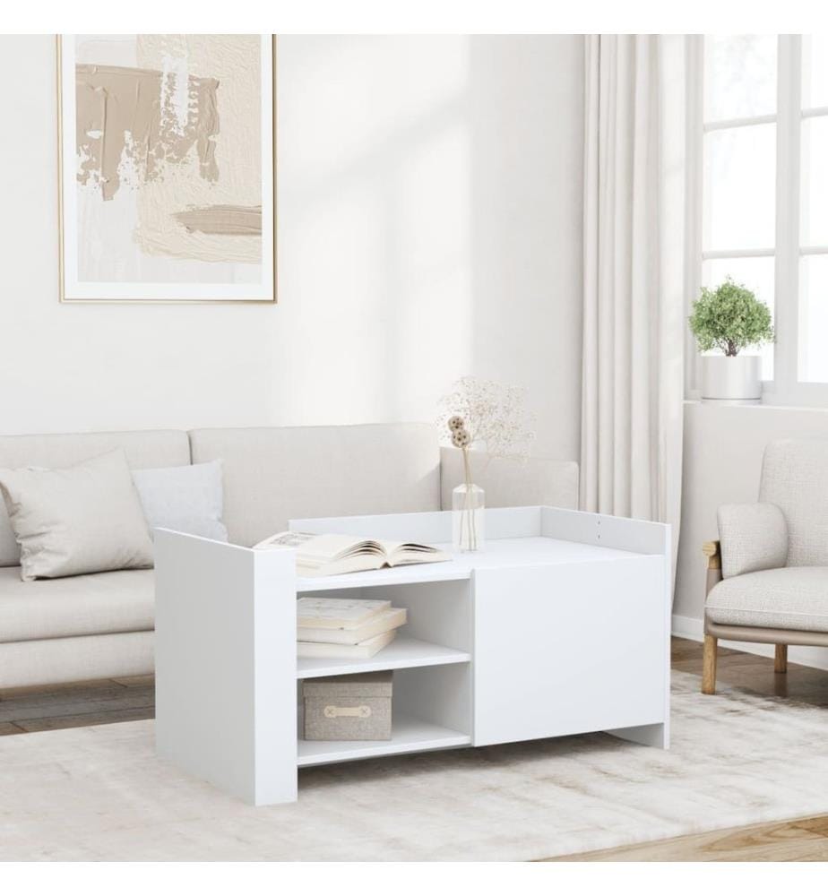 Table basse blanc 100x50x50 cm bois d'ingénierie