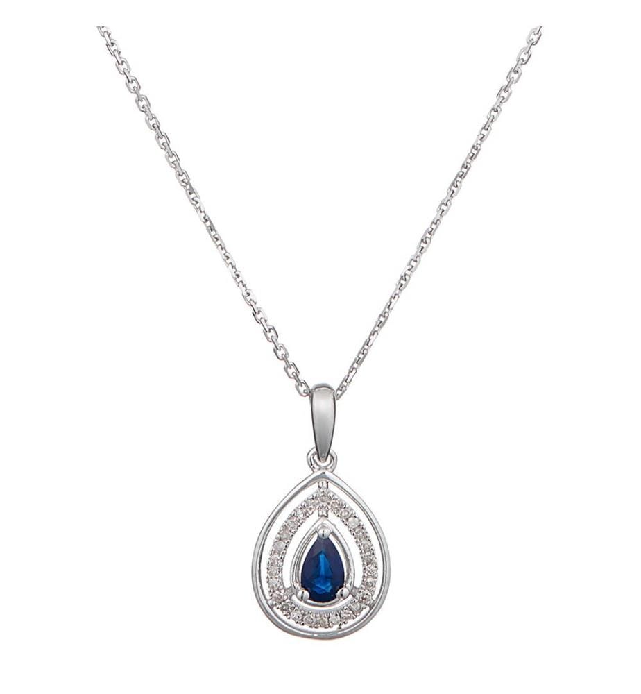 Pendentif Océane - Argenté et Bleu Foncé