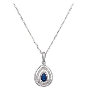 Pendentif Océane - Argenté et Bleu Foncé