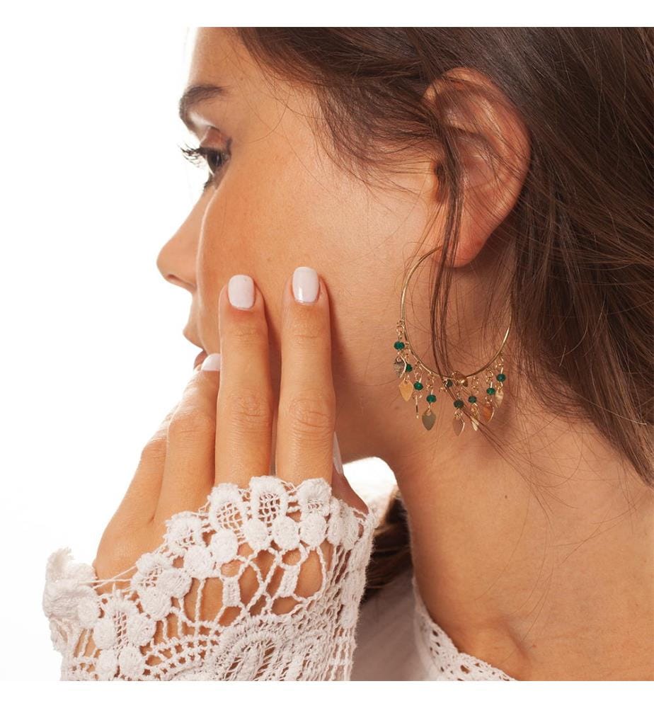 Boucles d'oreilles Bathshebz Cristal Verte