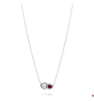 Collier à Pendentif Coeurs Halo - Argent 925/1000e