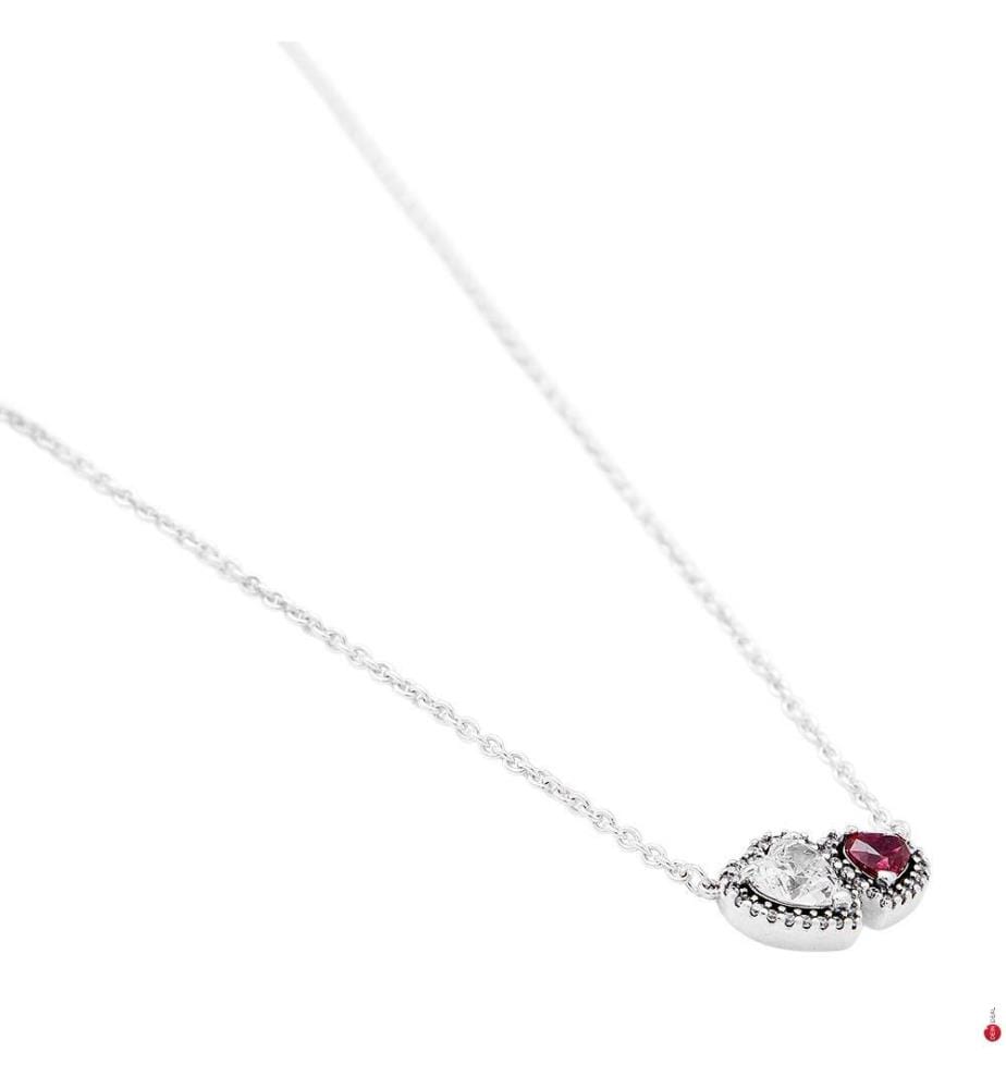 Collier à Pendentif Coeurs Halo - Argent 925/1000e