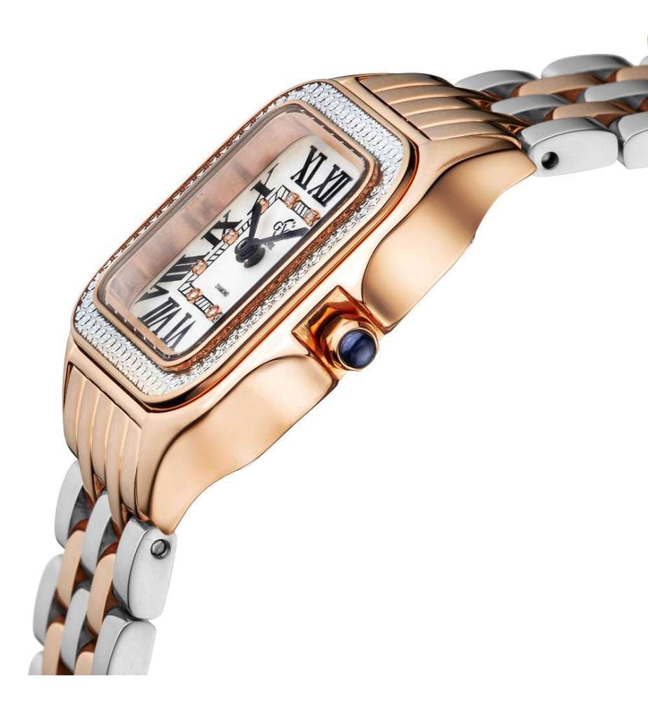 Montre à Quartz Milan avec bracelet en Acier Inoxydable - Argent et Or Rose