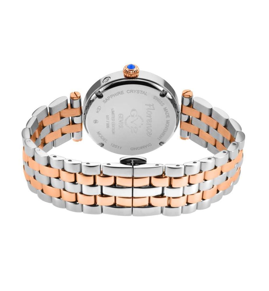 Montre à Quartz Florence avec bracelet en Acier Inoxydable - Argent et Or Rose