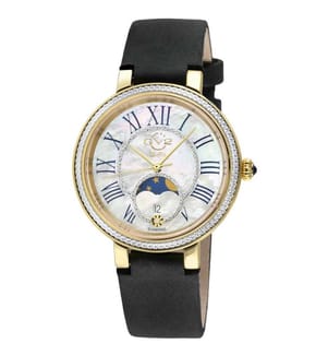 Gv2 Genoa Ss Ipyg Case, Blanc Mop Dial, Authentic Handmade Noir Nero Suede Leather Strap
