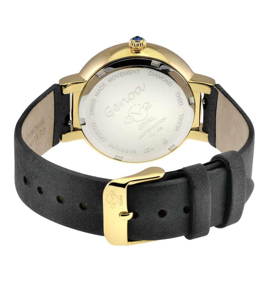 Gv2 Genoa Ss Ipyg Case, Blanc Mop Dial, Authentic Handmade Noir Nero Suede Leather Strap