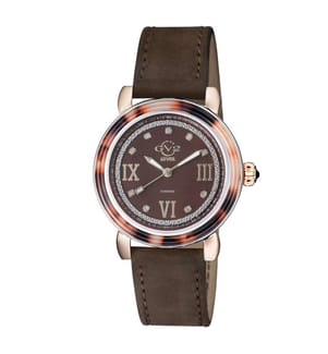 Montre à Quartz Marsala Tortoise avec bracelet en Cuir - Or Rose