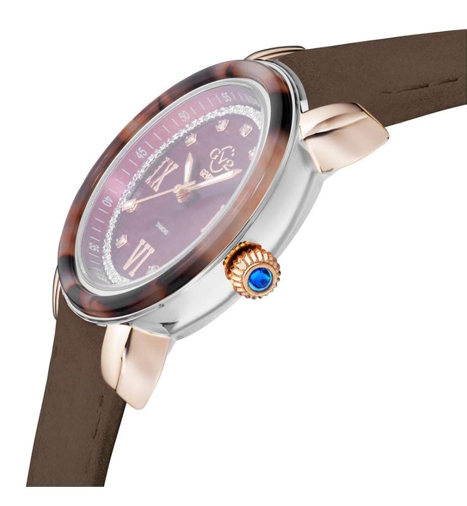 Quarzuhr Marsala Schildkröte mit Lederarmband - Rose Gold
