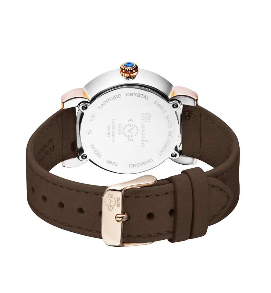 Quarzuhr Marsala Schildkröte mit Lederarmband - Rose Gold