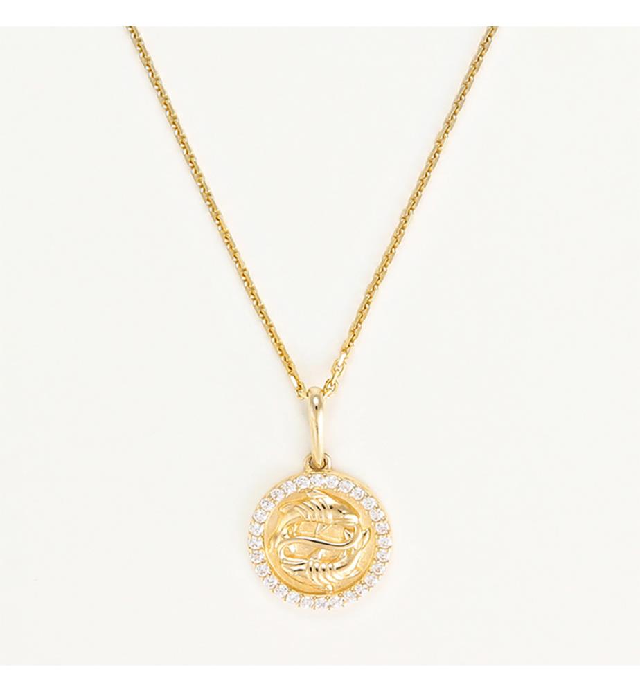 Pendentif Astro Bille Poissons - Or jaune 375/1000 ET Zirconium