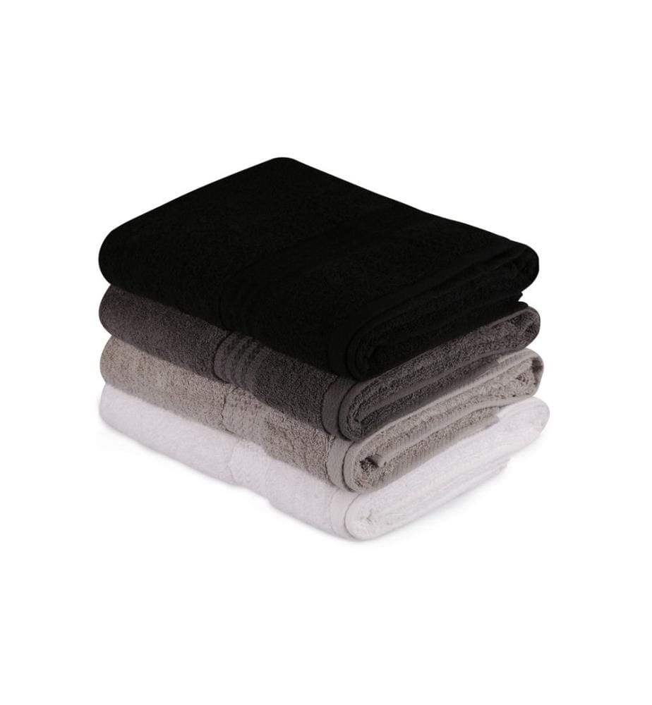Lot de serviettes de bain (4 pièces) - Blanc Gris Gris foncé Noir