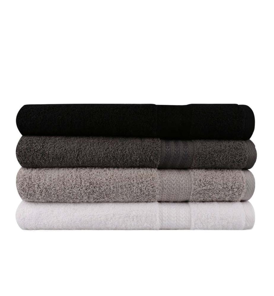 Lot de serviettes de bain (4 pièces) - Blanc Gris Gris foncé Noir