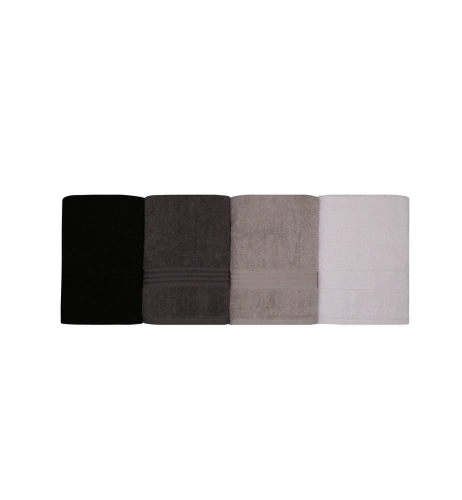 Lot de serviettes de bain (4 pièces) - Blanc Gris Gris foncé Noir