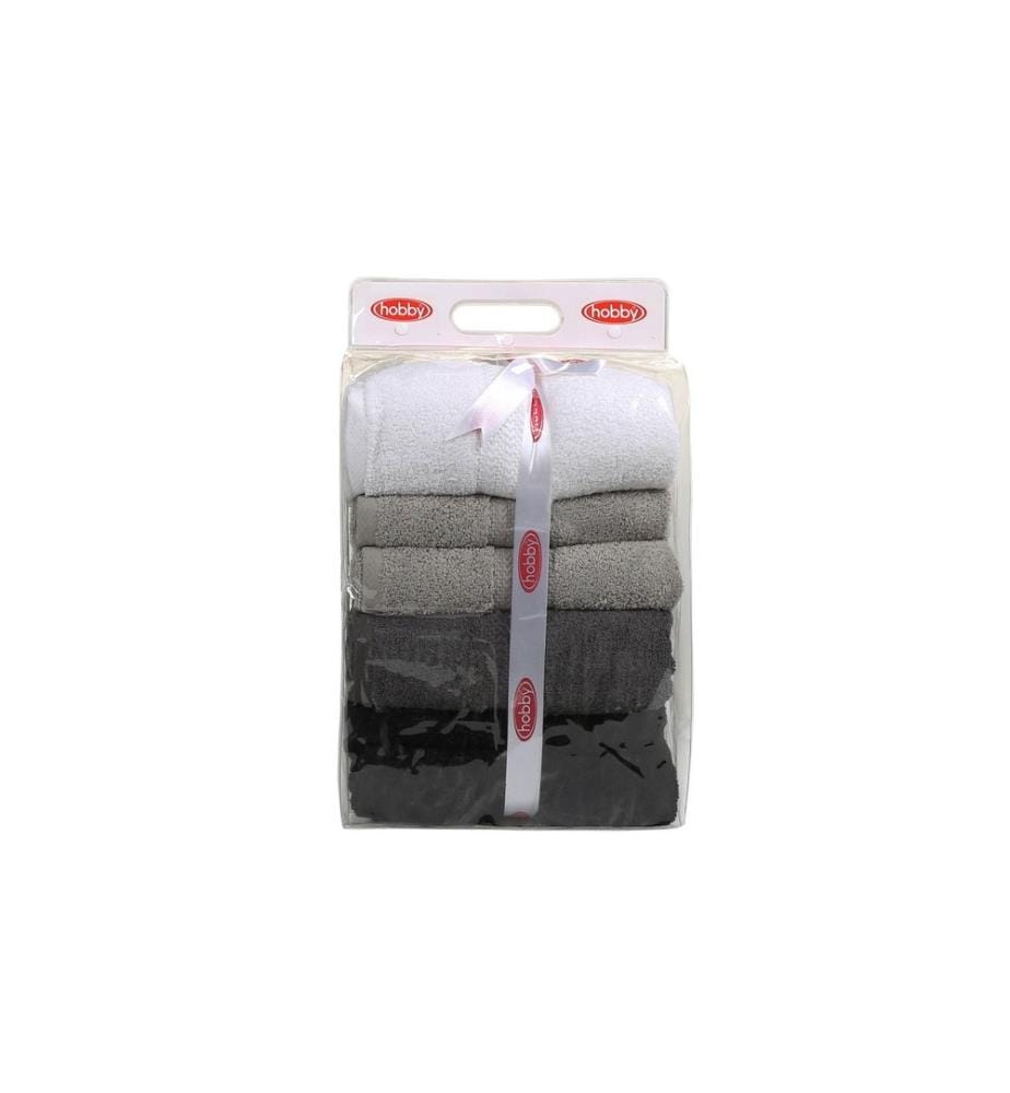 Lot de serviettes de bain (4 pièces) - Blanc Gris Gris foncé Noir