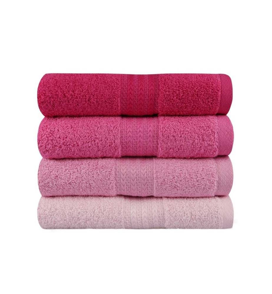 Lot de 4 serviettes de mains - Rose clair Rose Rose poudré Fuchsia