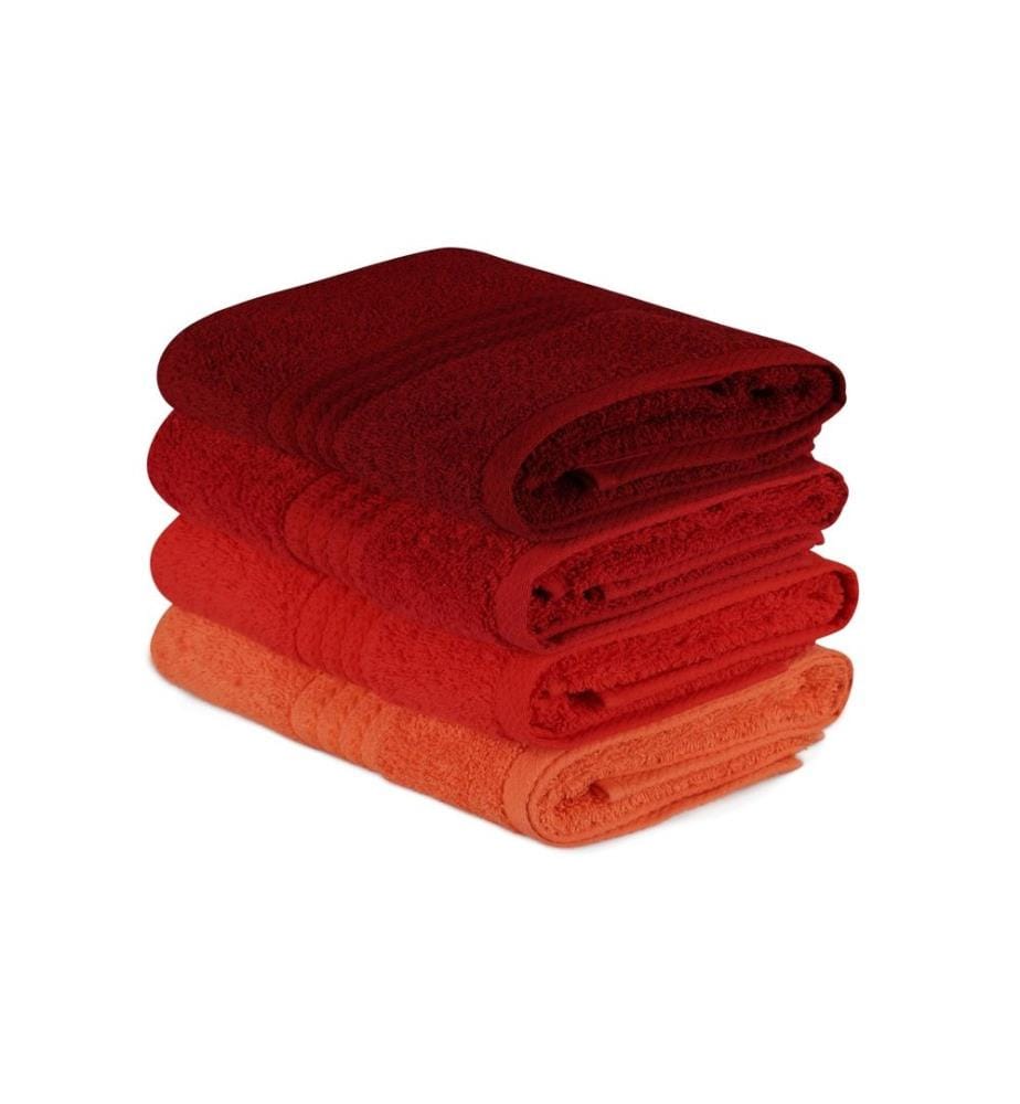 Handtuch-Set (4-teilig) – Hellorange Orange Rot Fuchsia