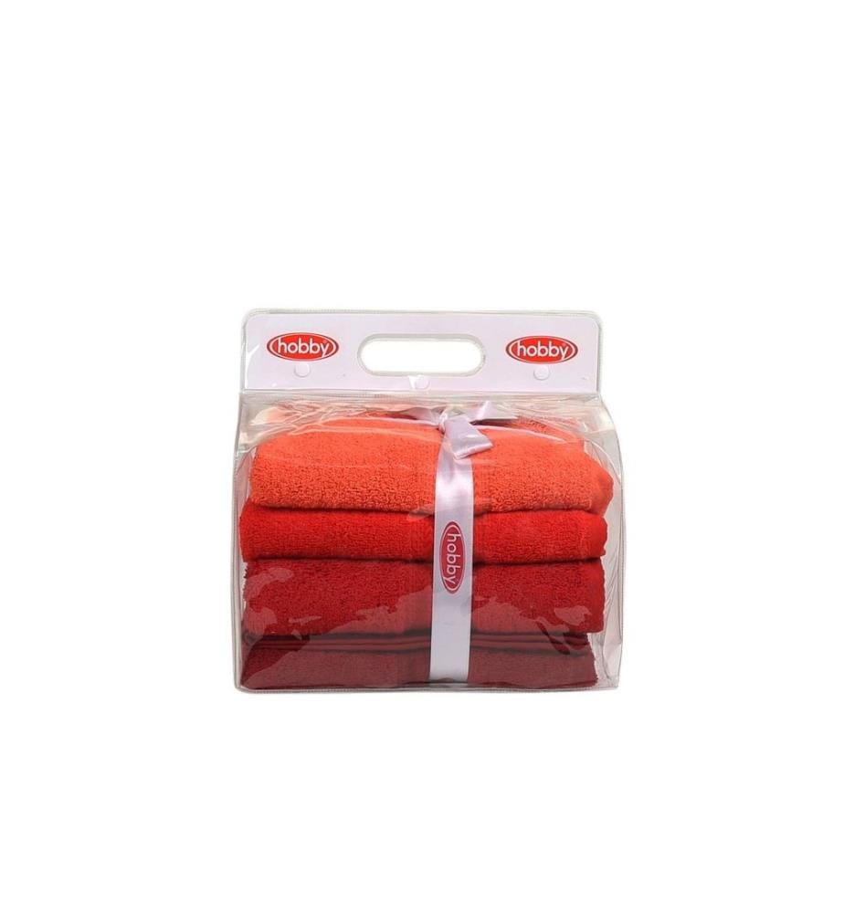 Handtuch-Set (4-teilig) – Hellorange Orange Rot Fuchsia